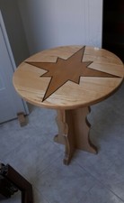 Tavolino Artigianale In Legno Di Frassino Con Intarsi Di Rovere E Wengé