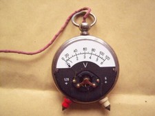 VOLTMETRO analogico ANTICO portatile in acciaio