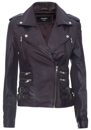 Donna pelle biker giacca viola - pelle,