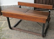 VECCHIO BANCO DA SCUOLA IN LEGNO E FERRO A 2 POSTI (BP-TA)