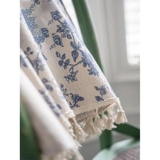 Tende Country Chic in lino blu