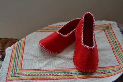 Ciabattine rosse bambino fatte - ciabattine,