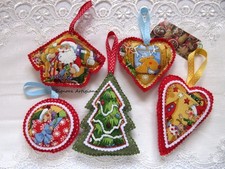Addobbi Natalizi. Fatto a mano. Babbo Natale Elfi. Decorazioni. Set 5pz