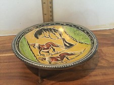  Arte africana intagliata a mano pietra ollare Kenya ciotole da collezione antilope ? verde