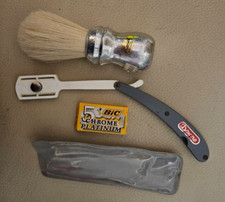 RASOIO DA BARBA DAUNE CON PORTALAMETTA E CUSTODIA + PENNELLO VINTAGE 