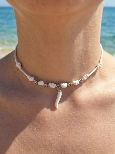 Choker cordino bianco nodini - choker,
