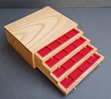 Monetiere in rovere massello coin cabinet denarius