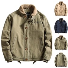 Giacca uomo retrò deck uniforme militare cappotto moto fodera lana spessa calda