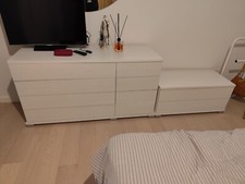 Cassettiera, comò e comodino bianco laminato effetto legno. Usato come nuovo