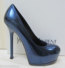 Scarpa con pompa nuova con scatola YSL Yves Saint Laurent TRIBTOO 105 PLATFORM NOTTE LAMINATO 39