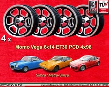 4 Cerchi Momo Vega Fiat Simca Talbot Matra Bagheera Murena 6x14 ET30 PCD 4x98