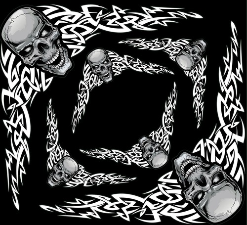 Set adesivi tribal teschio - adesivi,
