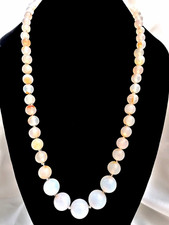 ANTICA PREZIOSA COLLANA SCALARE IN AUTENTICA AGATA TRASLUCIDA CHIUSURA ARGENTO.