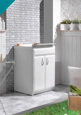 DecHome Mobile Bagno Lavatoio in PVC 2 Ante 60 x 50 cm Bianco PMLC0010A/0471