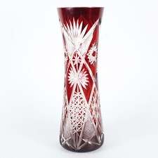 Vaso porta fiori in vetro cristallo rosso rubino liberty vasetto boemia italia