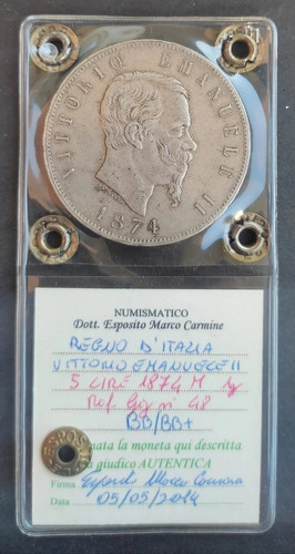 Lire 1874 milano scudo re - 1874,