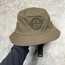 Cappello a secchiello Stone Island kaki ricamato