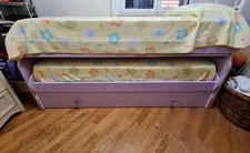 letto a castello in legno usato con 2 cassettoni e scrivania a scomparsa