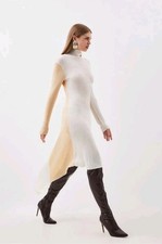 Maxi abito KAREN MILLEN Slinky viscosa colore blocco misto cuciture maglia taglia Xs 6/8