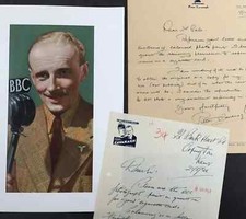 Dipinto di Peter Cavanagh, comico/impressionista, + lettere FIRMATE, 1946, BBC