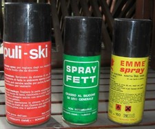 3 Bombolette spray per manutenzione sci: sciolina, puly ski e grasso al silicone