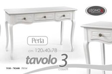 TAVOLO Consolle 3 CASSETTI SCRIVANIA SCRITTOIO BIANCO PERLA SHABBY 120*h78*40 cm