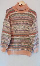 Maglione collo alto da donna vintage misto lana multicolore taglia M