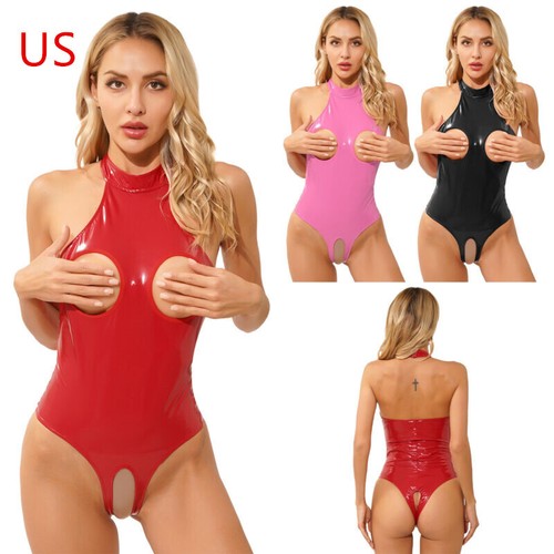 Body donna pvc pelle scavato - body,