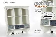 MOBILE PENSILE SCAFFALE APPENDINO ANTICATO VINTAGE CASSETTI 54*15*60CM