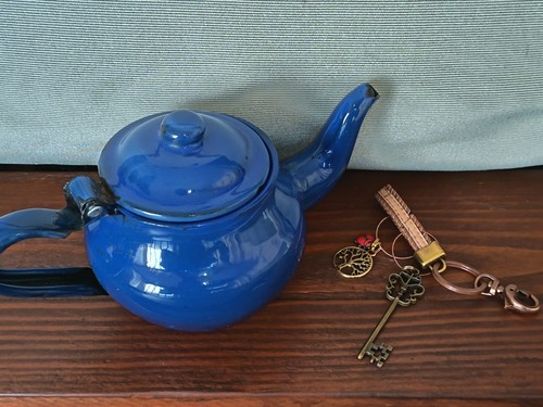 Teiera smaltata blu vintage - smaltata,