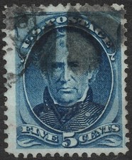 Sn:#179 1875 5 centesimi FRANCOBOLLO USA Zachary Taylor 1875 Continental Bank Note Co.