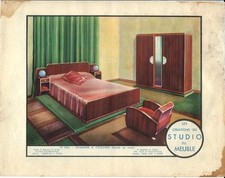 Stampa antica MOBILI Camera da