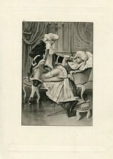 SCENA EROTICA LICENZIOSA CON PENE  INCISIONE ORIGINALE DI ARTISTA PRIMO '900