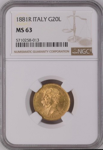 Italia oro lire 1881 - oro, 20