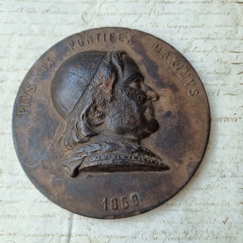 Plaque portrait pape pie - portrait, ix