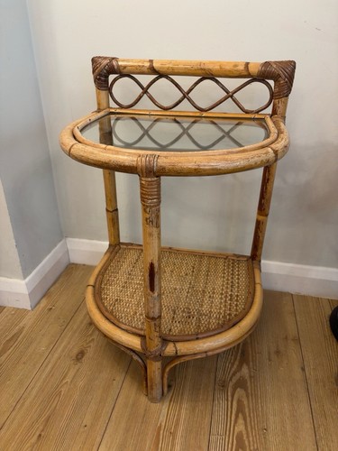 Tavolino vintage bambù rattan