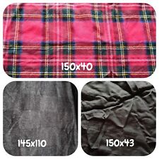 Lotto 3 Scampoli Lana Tartan Rosso e Tartan Grigio, Seta Nera Principe Di Galles