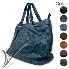 Borsa intrecciata donna grande a spalla da lavoro ufficio capiente con tracolla