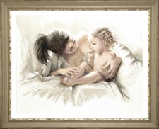 Kit ricamo fai da te punto croce punto ago "Warm Morning". Tela non stampata