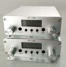 2 Unità Trasmettitore Stereo RF FM Radio Stazione di Trasmissione 15W Suono Wireless 