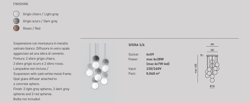 Sfera lampadario camera vetro