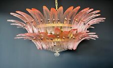 Lampadario / plafoniera Murano originale Palmette, due livelli, 82 bicchieri rosa