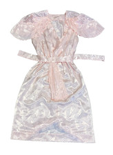 Abito jacquard floreale rosa