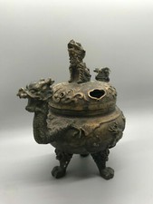 Urna drago cinese in bronzo (firmata)