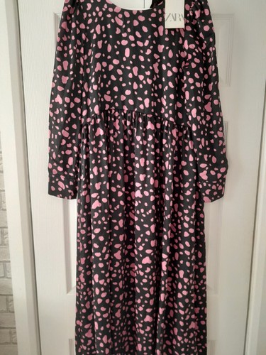 Maxi abito girocollo zara nero - maxi,