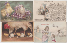 BUONA PASQUA - PULCINI - 4 ANTICHE CARTOLINE AUGURALI - PICCOLO FORMATO