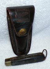 Coltello tascabile vintage "Beck's Hybrids" logo fodero + 2 lame (Camillus New York)