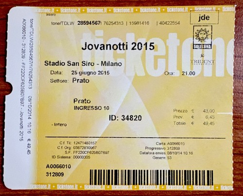 Biglietto concerto jovanotti - biglietto,