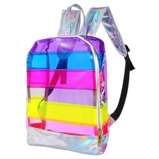  Zaino lucido viola Cartella a righe trasparenti Cartella arcobaleno colorato