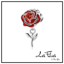 Charm rosa rossa cuore rosso - rosa,